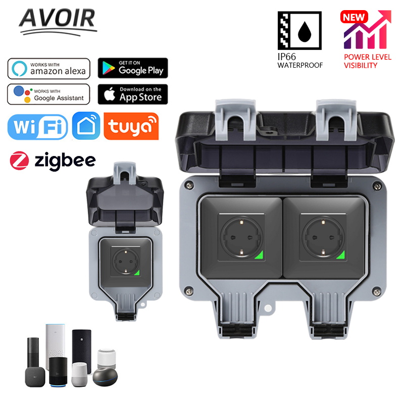 Outdoor Zigbee Power Plug - Avoir Tuya Zigbee Electrical Outlets IP66