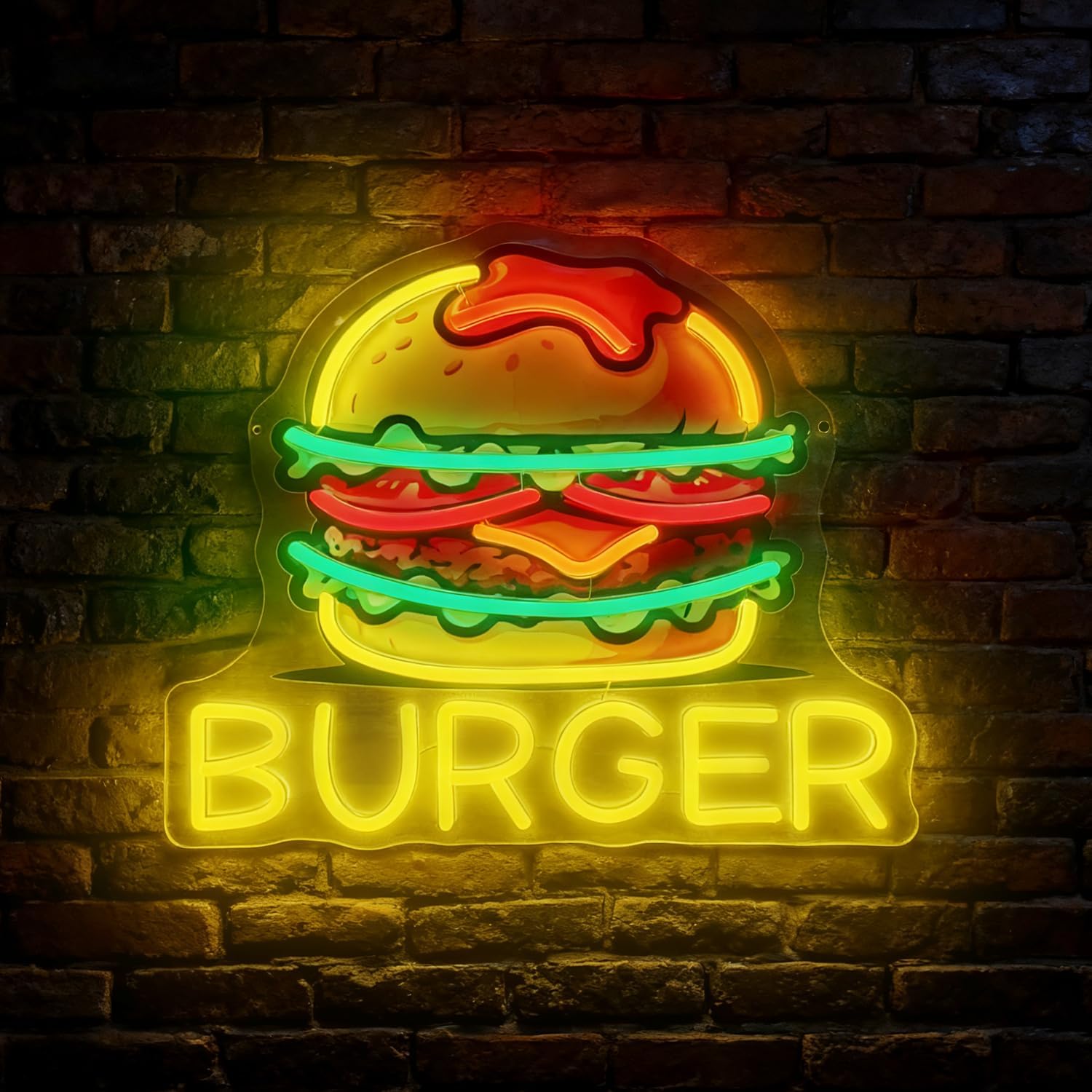 Burger Neon Sign, LED Hamburge - Outdoor Kitchen Power recension och pris
